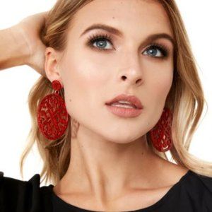 Vibrant Red Round Resin Earrings